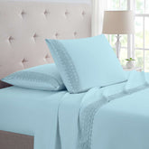 Bamboo Lace Crochet Embroidery 4 Piece Sheet Set